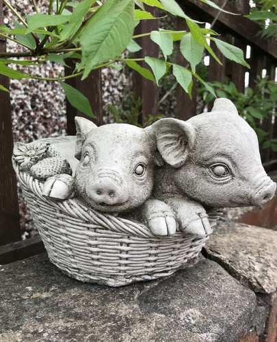 Pair pigs basket - pigs, garden