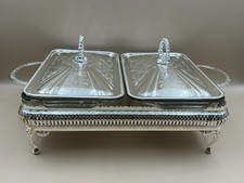 Beautiful 1970's Queen Ann  Silver Plate Double Server, Made in England.