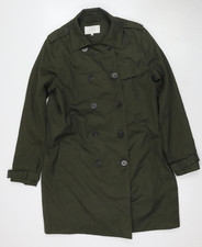 VILA Women's Green Trench Coat Size 14 Buttoned Classic