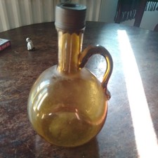 Antique Glass Bottle early Georgian English blown glass decanter onion style