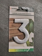 (3) Sandleford 60mm Chrome Plated Brass Numeral Stick On Door Number.