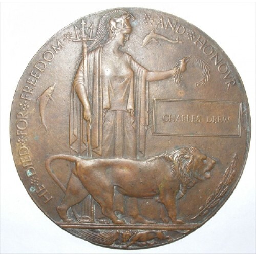 Ww1 death penny plaque charles - death,