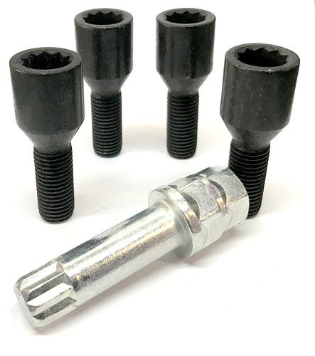 Alloy wheel tuner bolts black - alloy,