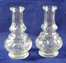 Pair of CLEAR GLASS VASES For FLOWERS with Classic SWIRL Design 145mm Tall GC