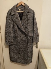 Oasis Petite Wool Mix Herringbone Double Breasted Oversized Coat size 12