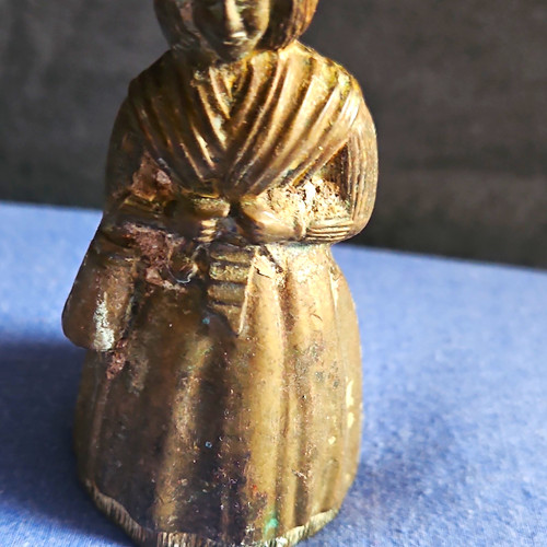Brass figural bell - brass, lady