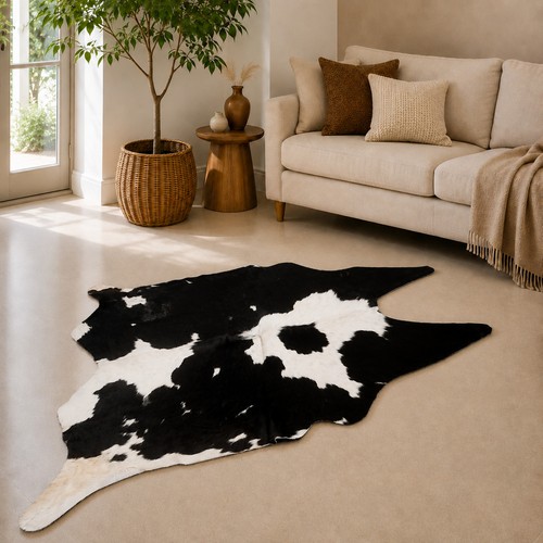 Genuine brown white cowhide - genuine,