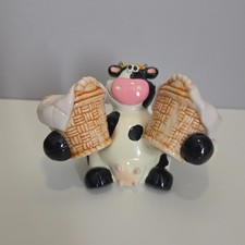 Vintage ceramic cow with two - ceramic,