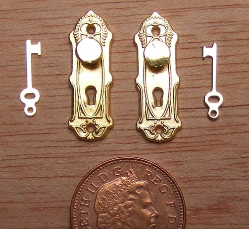 Dolls house brass knobs - house, lock