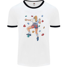 Female Rock Climber Climbing Wall Mens Ringer T-Shirt