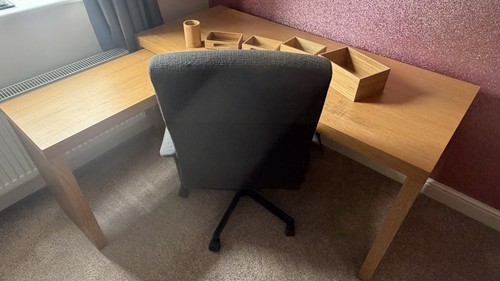 Ikea oak desk with - with, chair