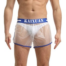 Elastic Transparent PVC Men Shorts for Fitness and Beach Use Multiple Colors