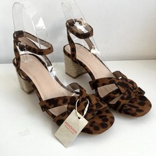 Monsoon Size 5 Animal Print Faux Suede Rope 2.5" Block Heel Strappy Sandals