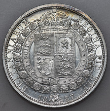 1887 VICTORIA JUBILEE HEAD SILVER HALFCROWN, BRITISH COIN, aBU