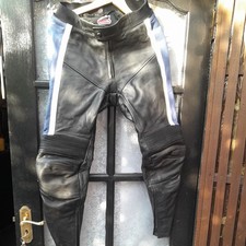 Hein Gericke Leather Jacket And Trousers with Armour Blue White Black bargain 