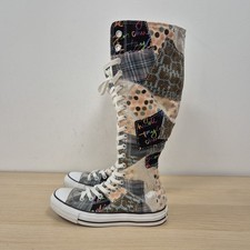 Converse All Star Canvas Trainers Knee High Tall Patchwork Rare Boots UK 6 EU 39