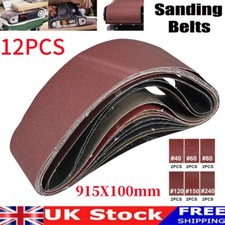 12Pack Sanding Belts 915X100mm Mixed Grade 40/60/80/120/150/240 Abrasive Sander