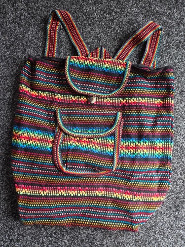 Boho mexican woven backpack - woven,