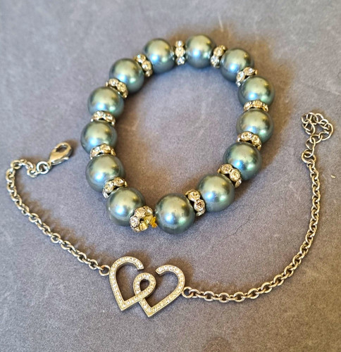 Grey faux pearl - faux, beaded