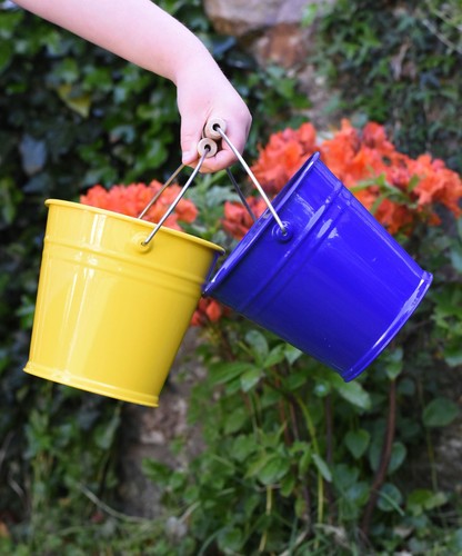 Metal tin flower bucket pot - tin,