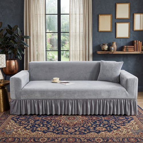Grey chenille sofa cover - grey,