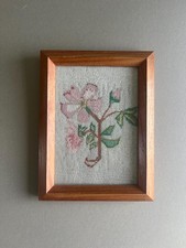 Vintage Needlepoint Rose Embroidery: Framed Floral Textile Art