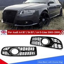For 2005-2008 Audi A4 B7 S-Line Front Fog Light Grille Cover w/ Chrome Tring UK