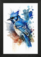 Watercolor Blue Jay Bird