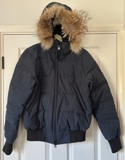 GENUINE CANADA GOOSE LADIES BOMBER JACKET INK BLUE SIZE M NATURAL FUR TRIM 7900L