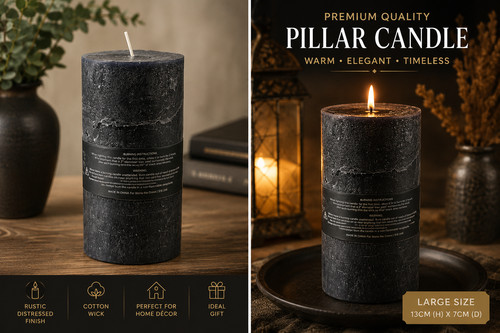 Large black pillar candle - large,