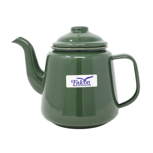 Enamel teapot moss - enamel, green