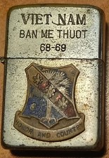 Zippo Vietnam LIGHTER 1968-69 Ban Me Thuot Crest MILITARY WORD WAR MOTTO GENUINE