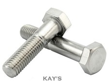 M10 (10mmØ) PART THREADED HEXAGON BOLTS A2-70 STAINLESS STEEL HEX SCREWS, KAYS