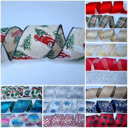 Christmas ribbon wired edge - ribbon,