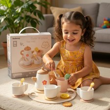 12pcs Kids Wooden Tea Party