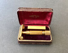 Vintage 1930s 1940s Gillette Open Comb TTO Gold Aristocrat Safety Razor In Case