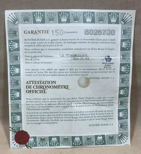 Rolex chronometer certificate - rolex,
