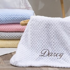 Personalised Baby Blanket with Name – Soft Fleece Newborn Baby Gift – 6 Colours