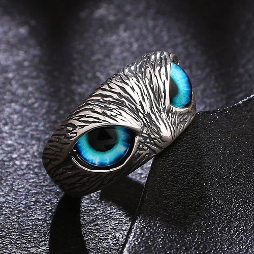 Blue eye owl ring jewerly - owl,
