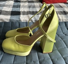 Lime Satin Ankle Strap Block