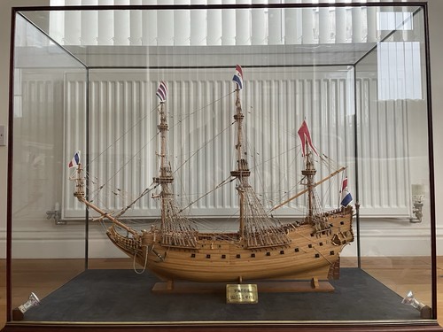 Classic model boat and display - and,