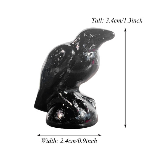 Obsidian crystal crow figurine - crystal,