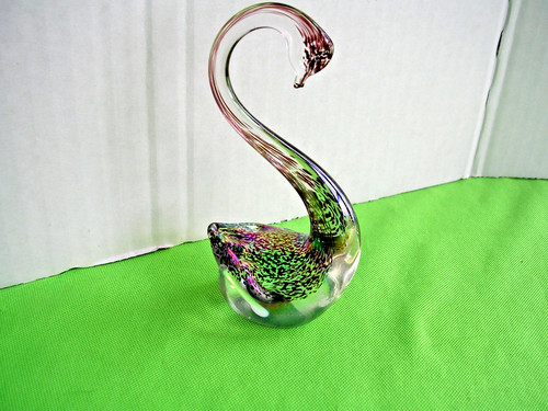 Heron iridescent glass swan - heron,