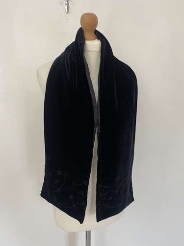 Ladies scarf black velvet - black,