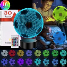 16 Colors Football Gifts for Boys Kids Teens 3D Illusion Night Lamp Room Decor
