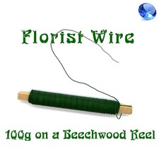 Green Florist Wire on Beechwood Reel Floral Wires Supplies 100g Roll Art Crafts