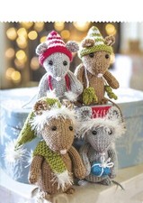 KNITTING PATTERN COPY - Christmas mouse family TOY FIGURES 12-15CM DK YARN