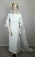 VINTAGE 60S ELEGANT IVORY WHITE LACE GOTHIC REGENCY GEORGIAN WEDDING DRESS 8 10
