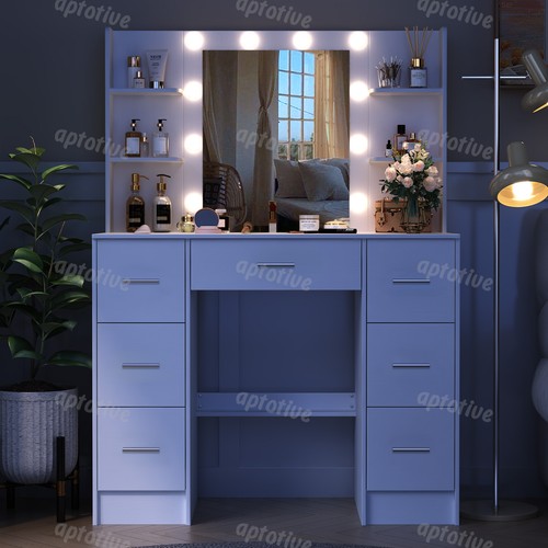 White dressing table with - white, led