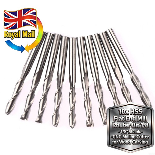 Pack hss end mill - 1/8",